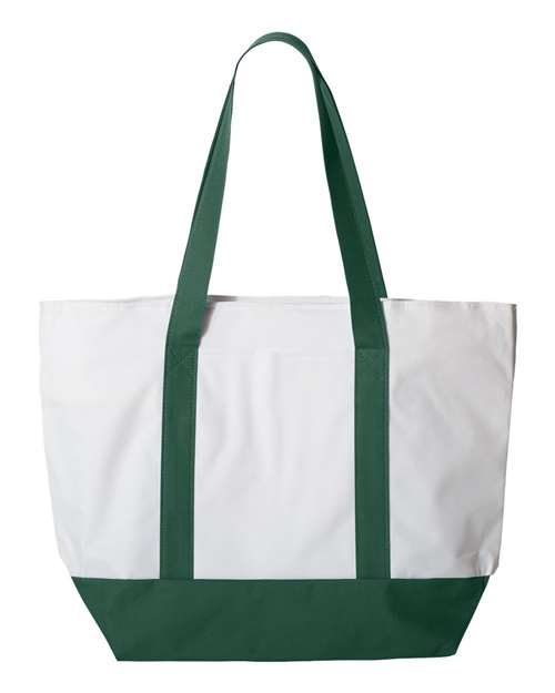 Liberty Bags 7006 Bay View Giant Zippered Tote - White/ Forest - front