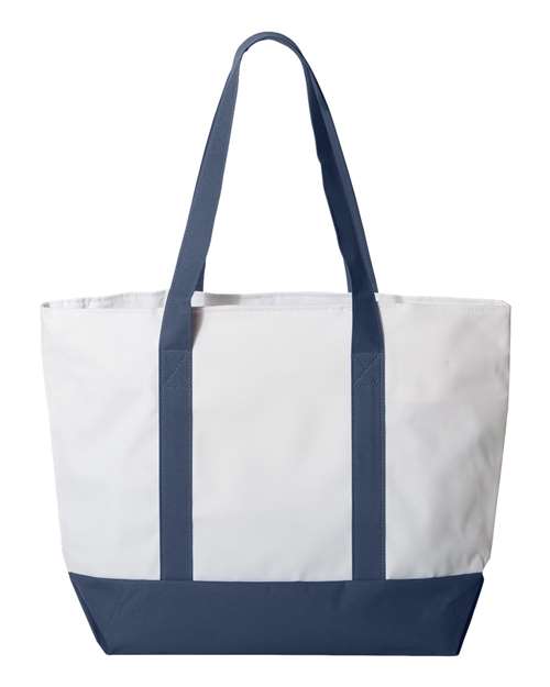 Liberty Bags 7006 Bay View Giant Zippered Tote - White/ Navy - back
