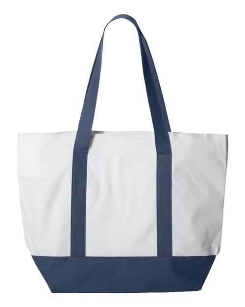 Liberty Bags 7006 Bay View Giant Zippered Tote - White/ Navy - front