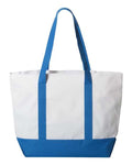 Liberty Bags 7006 Bay View Giant Zippered Tote - White/ Royal - back