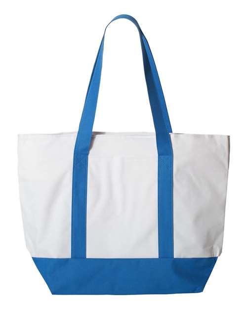 Liberty Bags 7006 Bay View Giant Zippered Tote - White/ Royal - front