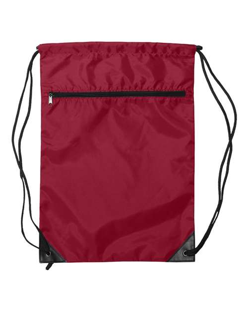 Liberty Bags 8888 Zippered Drawstring Backpack - Red - front