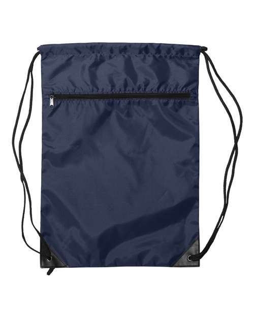 Liberty Bags 8888 Zippered Drawstring Backpack - Navy - front