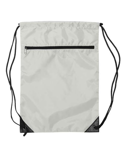Liberty Bags 8888 Zippered Drawstring Backpack - White - front