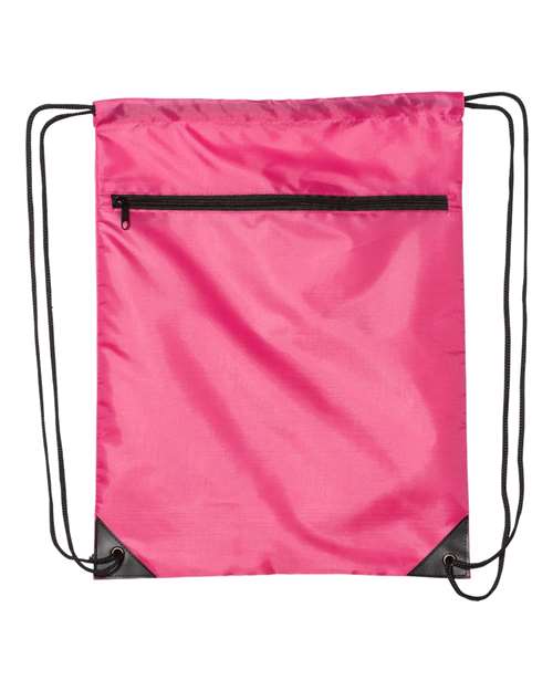 Liberty Bags 8888 Zippered Drawstring Backpack - Hot Pink - front