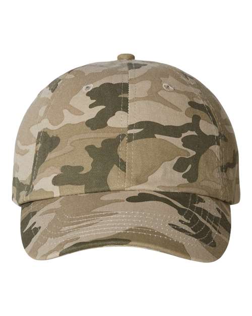 Valucap VC300A Bio-Washed Classic Dad Hat - Tan Camo - front