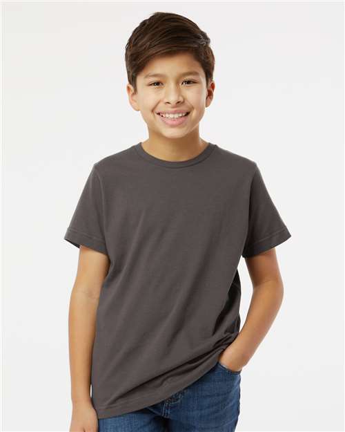 LAT 6101 Youth Fine Jersey Tee - Charcoal - model front