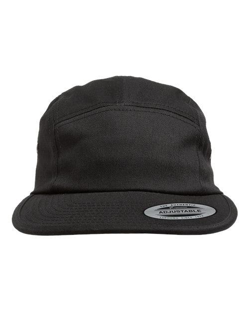 Yupoong 7005 Classic Jockey Flat Bill Cap - Black - front