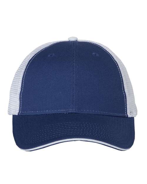 Valucap S102 Sandwich Trucker Cap - Royal/ White - front