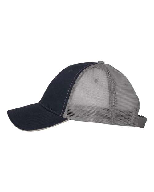 Valucap S102 Sandwich Trucker Cap - Navy/ Grey - side