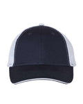 Valucap S102 Sandwich Trucker Cap - Navy/ White - front