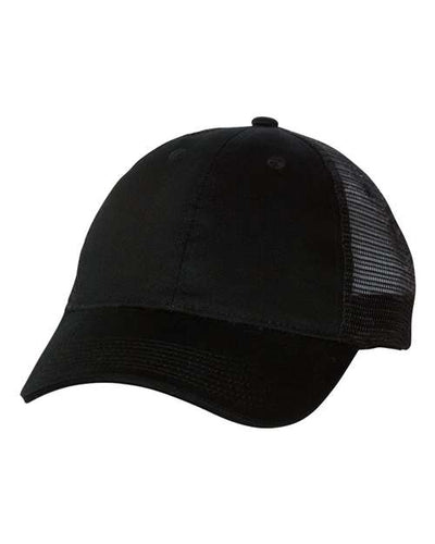 Valucap S102 Sandwich Trucker Cap - Black/ Black - front