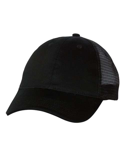 Valucap S102 Sandwich Trucker Cap - Black/ Black - front