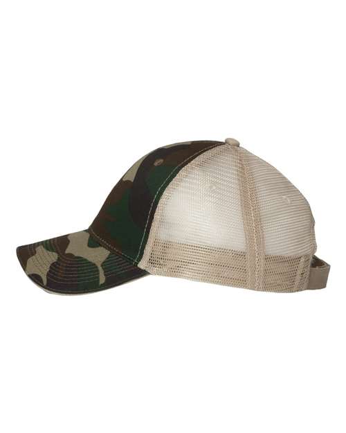Valucap S102 Sandwich Trucker Cap - Green Camo/ Tan - side