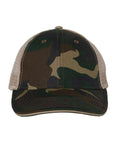 Valucap S102 Sandwich Trucker Cap - Green Camo/ Tan - front