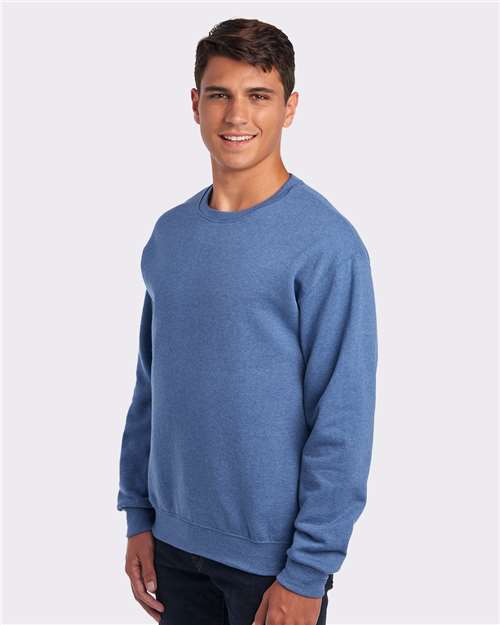 Jerzees 562MR NuBlend Crewneck Sweatshirt - Vintage Heather Blue - model side