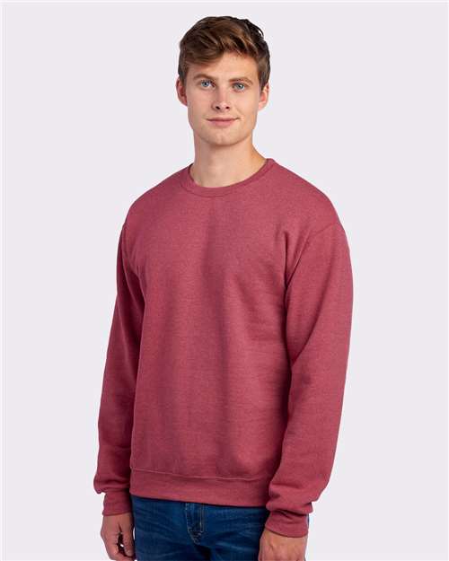 Jerzees 562MR NuBlend Crewneck Sweatshirt - Vintage Heather Red - model side