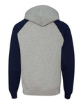 Jerzees 96CR Unisex Nublend Colorblocked Raglan Hooded Sweatshirt - Oxford/ J. Navy - back