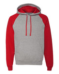 Jerzees 96CR Unisex Nublend Colorblocked Raglan Hooded Sweatshirt - Oxford/ True Red - front