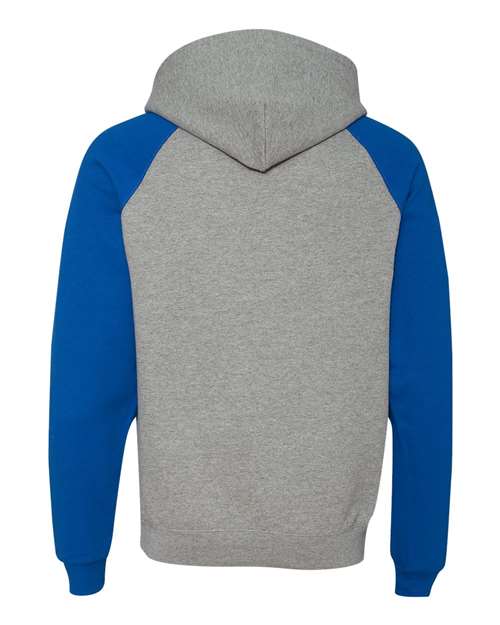 Jerzees 96CR Unisex Nublend Colorblocked Raglan Hooded Sweatshirt - Oxford/ Royal - back