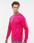 C2 Sport 5104 Unisex Performance Long Sleeve T-Shirt - Hot Pink - model side
