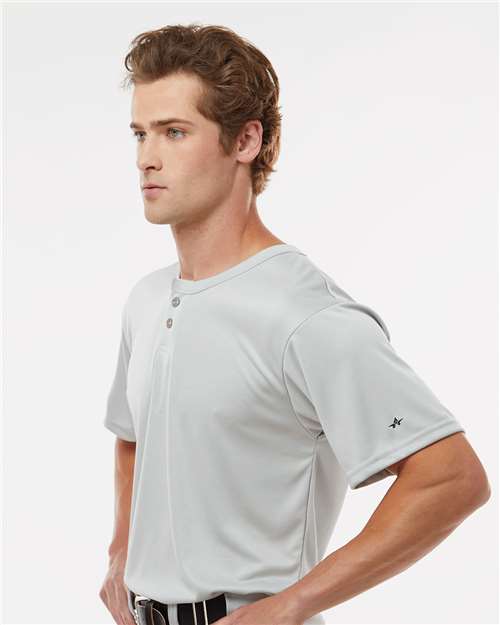 Alleson Athletic 7930 Men's B-Core Placket Jersey - Silver - model side