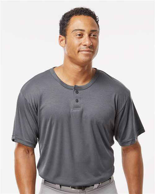 Alleson Athletic 7930 Men's B-Core Placket Jersey - Graphite - model front