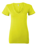 BELLA + CANVAS 6035 Women’s Jersey Deep V-Neck Tee - Neon Yellow - front