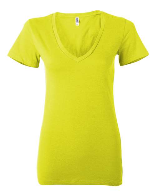 BELLA + CANVAS 6035 Women’s Jersey Deep V-Neck Tee - Neon Yellow - front