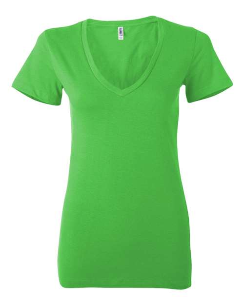 BELLA + CANVAS 6035 Women’s Jersey Deep V-Neck Tee - Neon Green - front