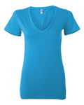 BELLA + CANVAS 6035 Women’s Jersey Deep V-Neck Tee - Neon Blue - front