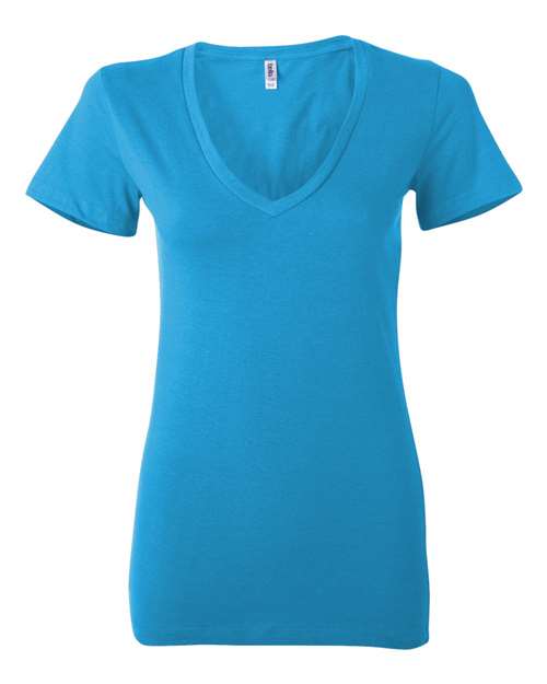 BELLA + CANVAS 6035 Women’s Jersey Deep V-Neck Tee - Neon Blue - front