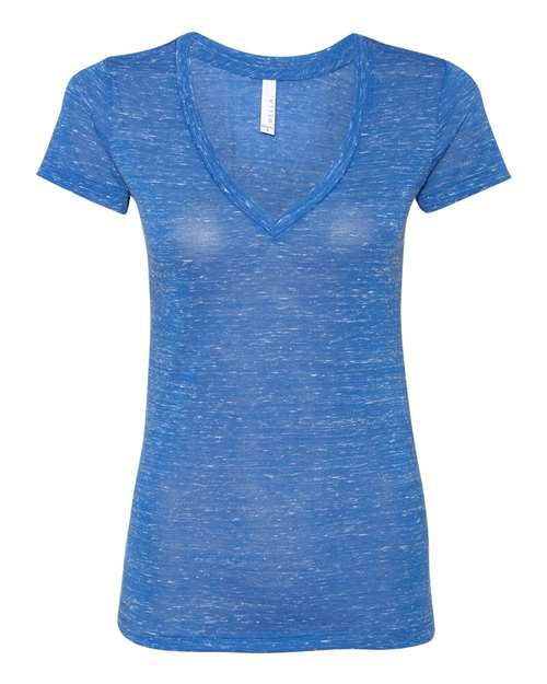 BELLA + CANVAS 6035 Women’s Jersey Deep V-Neck Tee - True Royal Marble - front