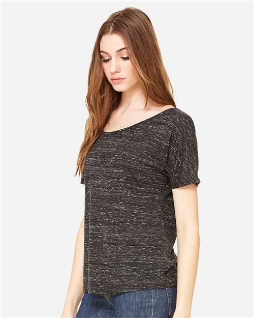 BELLA + CANVAS 8816 Women’s Slouchy Tee - Black Marble - model side