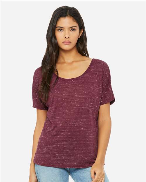 BELLA + CANVAS 8816 Women’s Slouchy Tee - Maroon Marble - model front