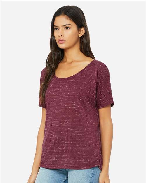 BELLA + CANVAS 8816 Women’s Slouchy Tee - Maroon Marble - model side