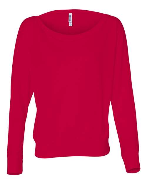 BELLA + CANVAS 8850 Women’s Flowy Off Shoulder Long Sleeve Tee - Red - front