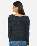 BELLA + CANVAS 8850 Women’s Flowy Off Shoulder Long Sleeve Tee - Black Marble - model back