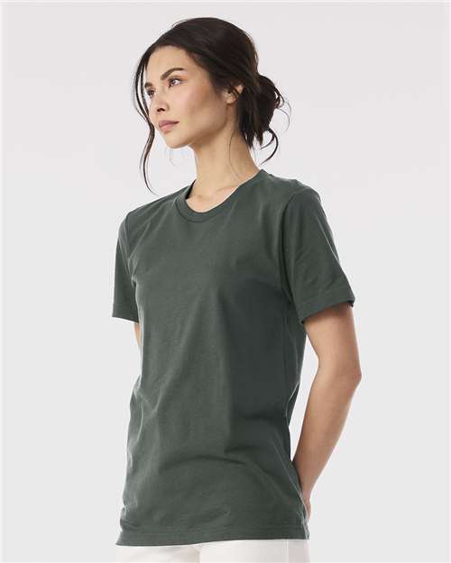 Bella+Canvas 3001 Unisex Jersey Short Sleeve Tee - Hunter Green - model side