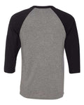 BELLA + CANVAS 3200 Unisex Three-Quarter Sleeve Baseball Tee - Deep Heather/ Black - back