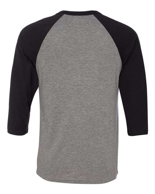 BELLA + CANVAS 3200 Unisex Three-Quarter Sleeve Baseball Tee - Deep Heather/ Black - back