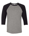 BELLA + CANVAS 3200 Unisex Three-Quarter Sleeve Baseball Tee - Deep Heather/ Black - front