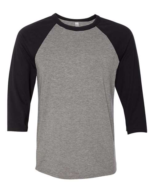 BELLA + CANVAS 3200 Unisex Three-Quarter Sleeve Baseball Tee - Deep Heather/ Black - front