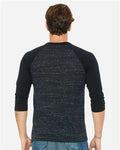 BELLA + CANVAS 3200 Unisex Three-Quarter Sleeve Baseball Tee - Black Marble/ Black - model back