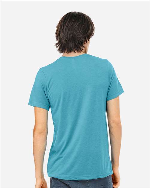 Bella+Canvas 3413 Unisex Triblend Short Sleeve Tee - Aqua Triblend - model back