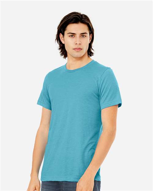 Bella+Canvas 3413 Unisex Triblend Short Sleeve Tee - Aqua Triblend - model side
