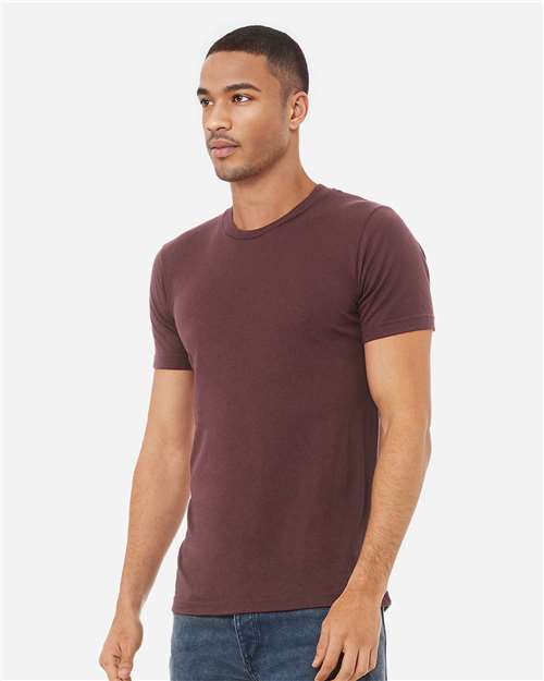Bella+Canvas 3413 Unisex Triblend Short Sleeve Tee - Maroon Triblend - model side