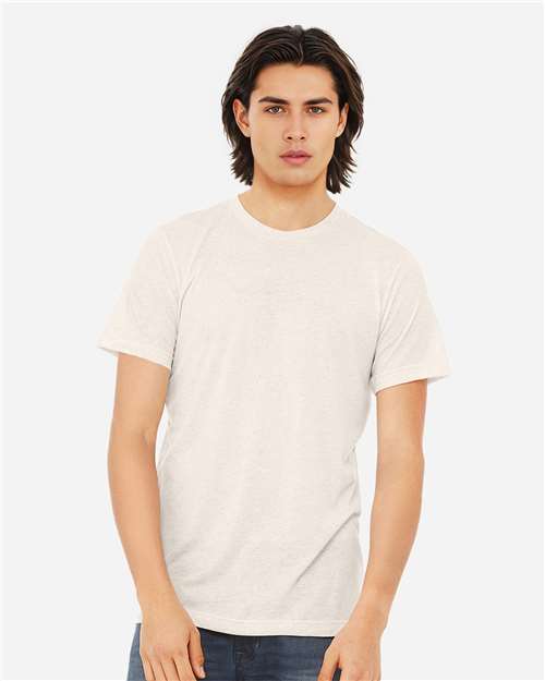 Bella+Canvas 3413 Unisex Triblend Short Sleeve Tee - Oatmeal Triblend - model front