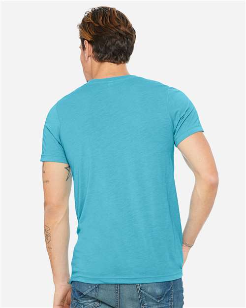 Bella + Canvas 3415 Triblend V-Neck Tee - Aqua Triblend - model back