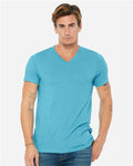 Bella + Canvas 3415 Triblend V-Neck Tee - Aqua Triblend - model front